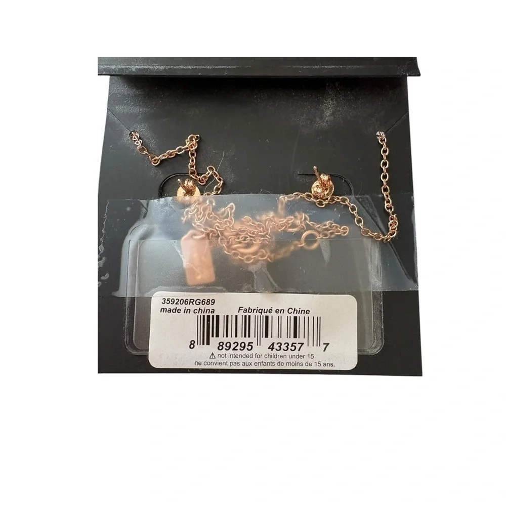 Coach Floral Crystal Pendant Necklace Rose Gold Tone Tea Rose Style